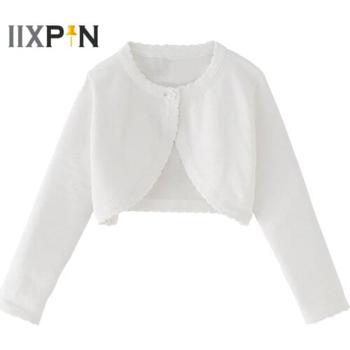Kids Girls Long Sleeve Cardigan Children Dance Wear Bolero Shrug OPen Front Knit Cardigan Sweater Flower Girl Dresses Coats Wrap