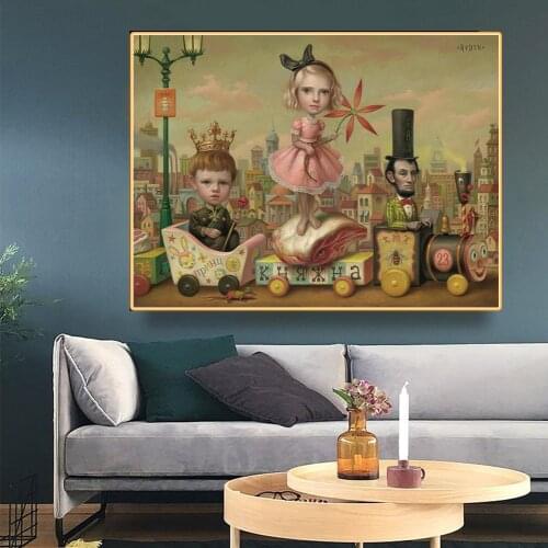 Mark Ryden"Meat Train"Canvas Oil Painting Western Art Decor Poster Picture Wall Aesthetic Backdrop Home Interior Decoration