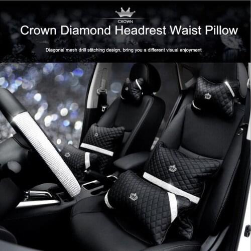 Crown Four Seasons Mens And Womens Car Accessories Diamond Car Summer Pillow Lumbar Back Pillow Neck Pillow