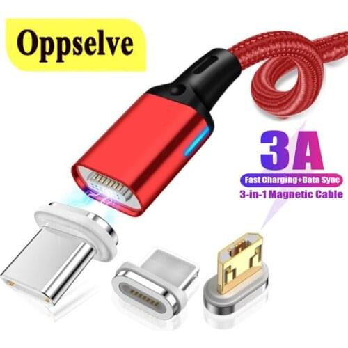 Magnetic Micro USB Type C Cable For Samsung Xiaomi Huawei P50 3A Fast Charging Data Wire Cord For iPhone 12 13 Magnet Charger