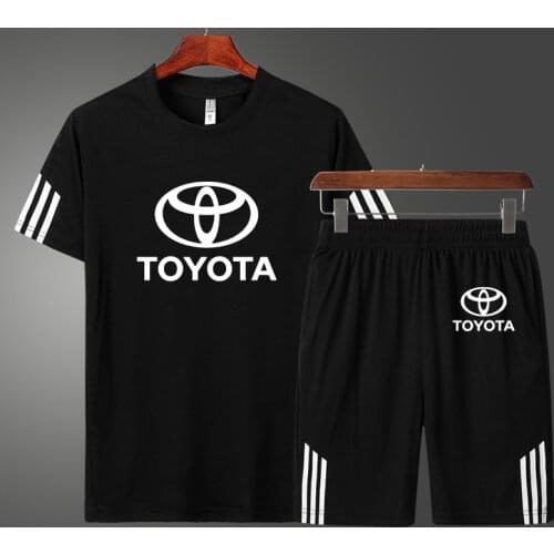 2021Summer Mens T-shirt Toyota Car Logo Printing Casual High Quality Cotton Mens short sleeve + shorts two-piece suit