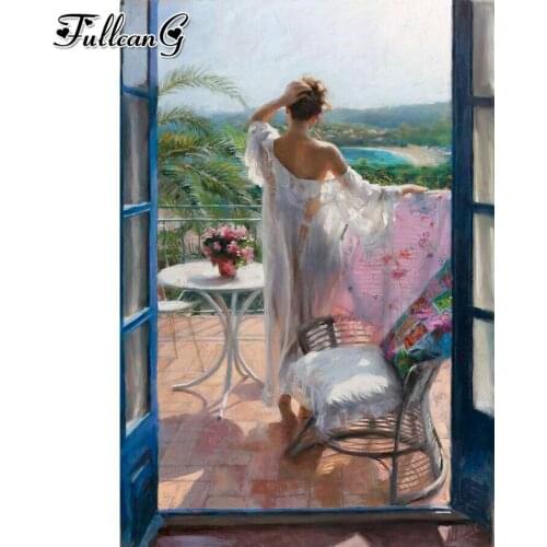 FULLCANG Sexy girl garden 5d diy diamond painting full square round drill rhinestone embroidery kit wall decoration FG0072