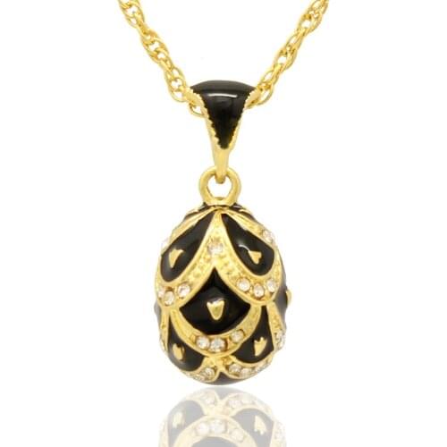 New necklace orange enamel egg pendant necklace flowers Russia, Easter gifts