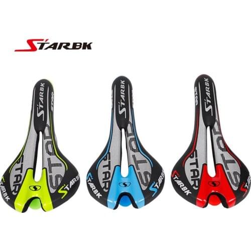 STARBK New Bicycle Saddle Ergonomic MTB Road Bike Perforated Seat EVA Cushioned PU Leather Texture Steel Rail Cycle Accessories