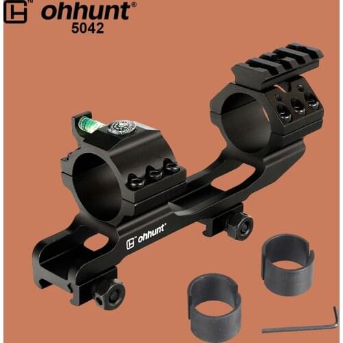 Ohhunt Hunting Scope 25.4mm to 30mm Dual Rail Rings Picatinny Mounts with Bubble Spirit Level with Top Free Float Rail for Rifle