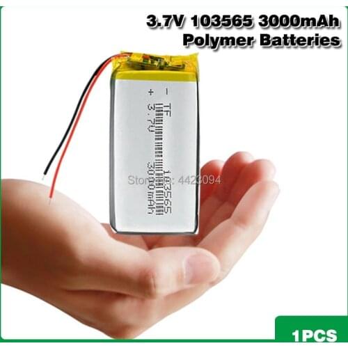 103565 Rechargeable 3.7V 3000mAh Li-polymer Battery 65x35x10mm Li-ion Polymer Batteries For GPS PSP POS Machine E-book