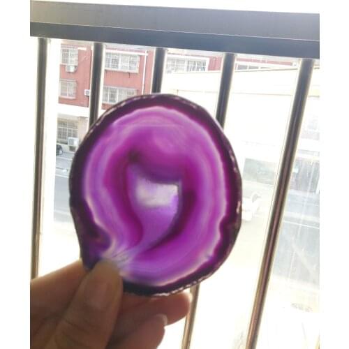 Beverage violet crystal Stone Cup Mat purple Agate Slices Coasters with free bracket healing for Table decor