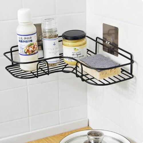 Shelves Showers Bathroom Shelf Metal Storage Rack Stainless Steel Punch-Free Firm Kitchen Fitted Wall Storage Organizer Rack