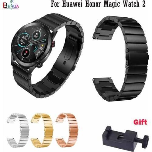 22mm watch band For Huawei Honor Magic Watch 2 Replacement Stainless Steel Straps for huami Amazfit Stratos3 metal bracelet band