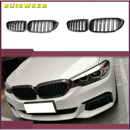 Front Bumper Kidney Grille Grill for BMW G30 G31 G38 5 Series 525I 530I 540I 550I with M-Performance Black Double Line Kidney Gr