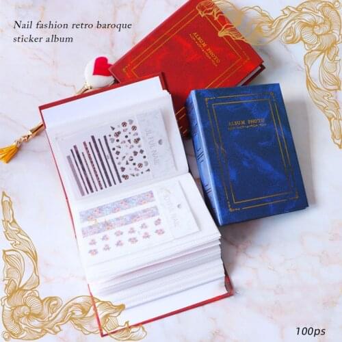 Retro 100 Slots Nail Sticker Water Decal Collecting Albums Storage Holder Nail Art Display Showing Book Container Tools