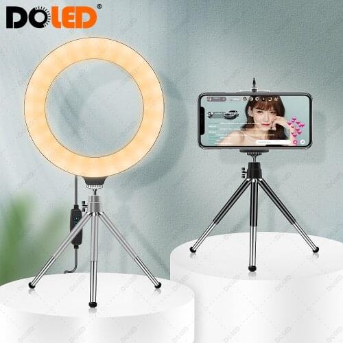 DOLED 16cm Led Lights with Tripod for Selfie Photographic Lighting Tiktok Youtube Video Small Round Ring Lamp with Phone Holder