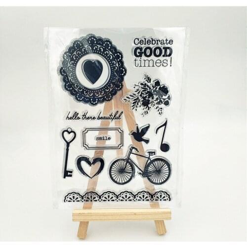 11*16cm Wreathed bicycle Transparent Clear Stamps / Silicone Seals Roller Stamp for DIY scrapbooking photo album/Card Making