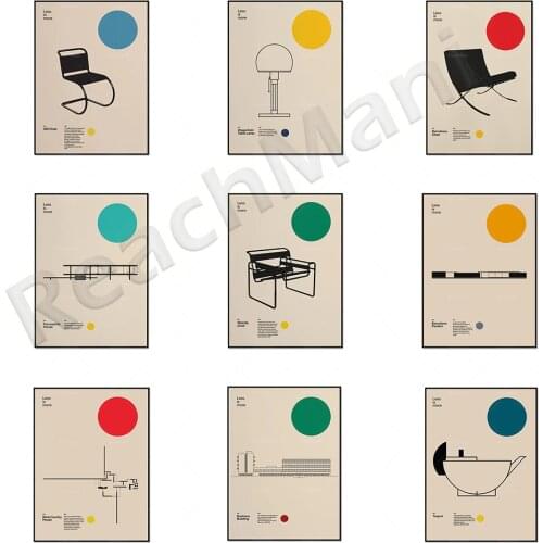 Barcelona chair modern home decoration poster, Ludwig Mies van der Rohe, furniture Bauhaus design wall art canvas decoration pos
