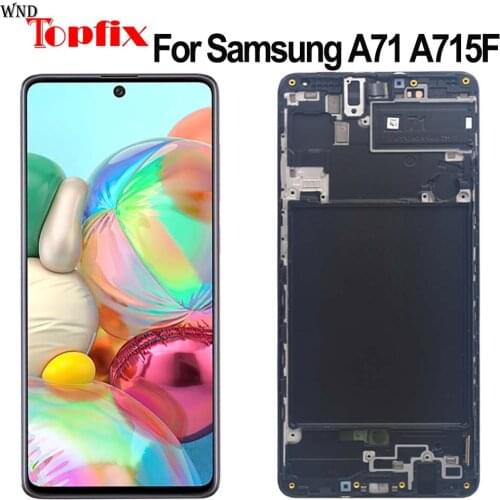 Super AMOLED For Samsung galaxy A71 A715 LCD display Touch Screen Digitizer Assembly with frame a715f screen replacement parts