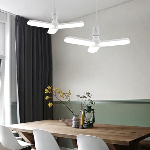 E27 LED Pendant Lights Foldable Fan Blade Bulbs Tubes 30W 45W 60W Super Bright Angle Adjustable Lights&Lighting LED Lamp 6500K