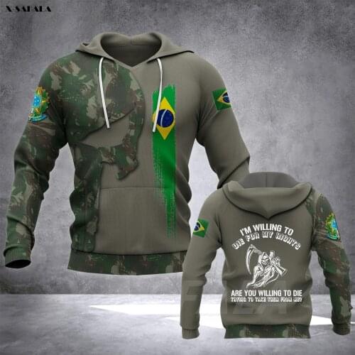 BRAZILIAN Veteran God Of Weak Army 3D Printed Hoodie Man Female Zipper Pullover Sweatshirt Hooded Jersey Streetwear Tracksuits