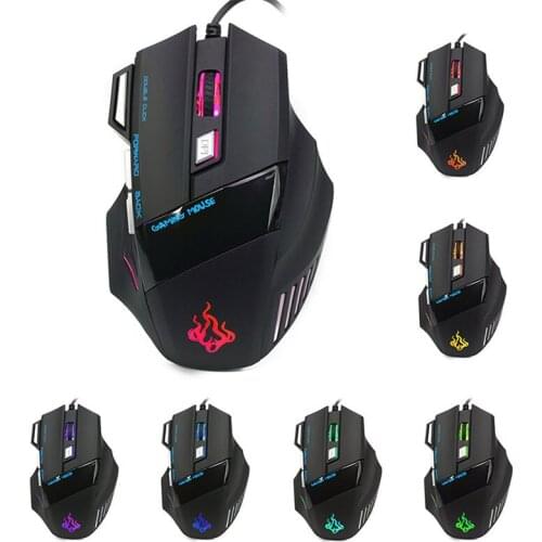 USB Wired Gaming Mouse Glow 7 Keys Optics 3200DPI For Desktop Computers Notebook Game Office