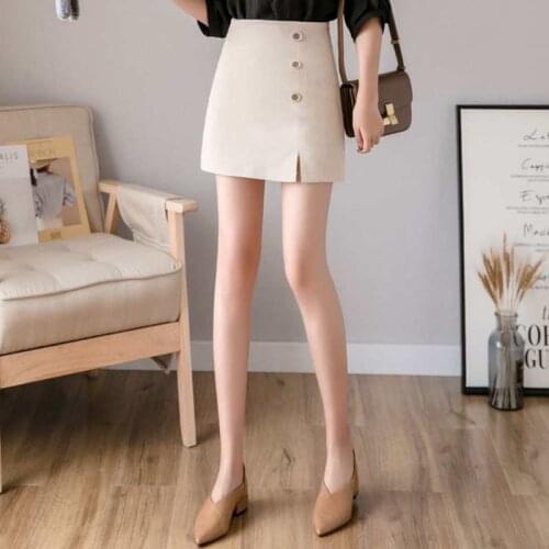 Women New Fashion Tailored Skirt Solid Bodycon A-line Skirt Side Split High Waist Short Skirts Girls Sexy Mini Skirts Black
