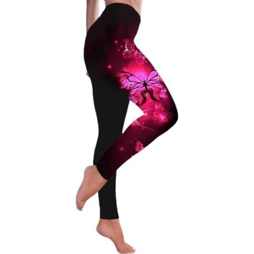 Plus Size Women Leggings High Waist Multicolored Butterfly Printed Hip Lift Stretchy Skinny Pants Sports Seamless Slim Trousers