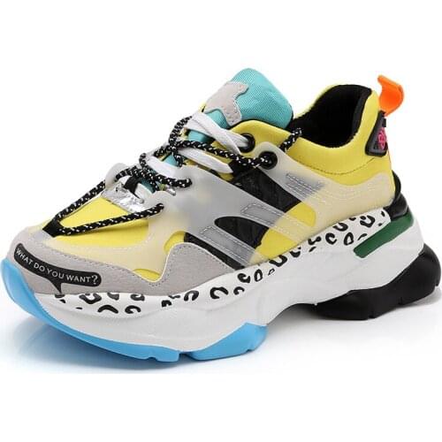 LaSiTing 2020 women chunky sneakers thick bottom tennis vulcanized shoes casual breathable fashion female Lace-Up sneakers