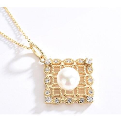 MADALENA SARARA 10mm Freshwater Pearl Necklace Natural White Pearl Pendant Necklace S925 Luxury Women Jewelry