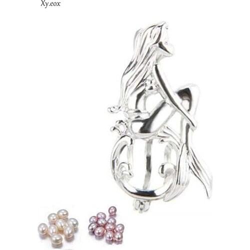 1pc Womens Special Mermaid Pearl Cage Locket Pendant Necklace Jewelry Gift