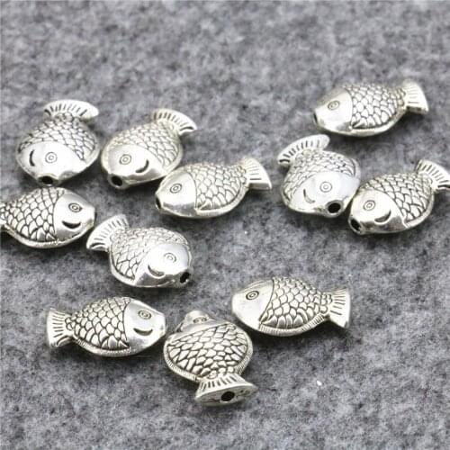 10PCS Accessories Copper Metal Lucky Fish DIY Loose Bracelet Necklace Finding Jewelry Making Women Girls Gifts 14x15mm Crafts