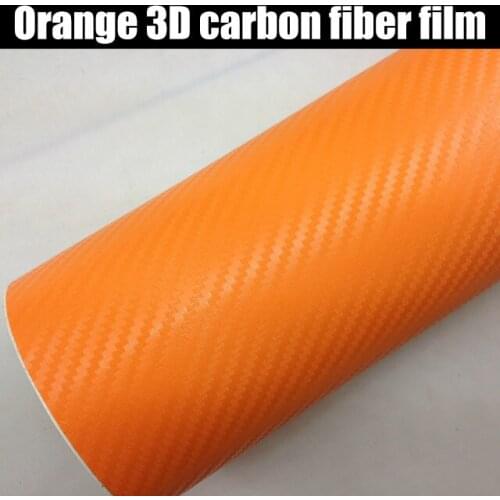 152x10/20/30/50cm Orange 3D Carbon Fiber Vinyl Car Wrap Sheet Roll Car stickers and Decals