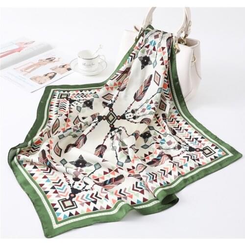 2020 Luxury Silk Scarf Women Brand Print Neck Scarves for Hair Headband Kerchief Foulard Lady Accessories Square Scarfs