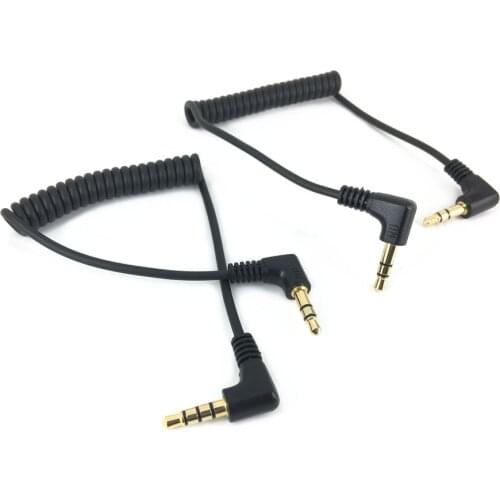 3.5 Male to 3.5 Male Spring Coiled Audio Cable for Camera Smartphone Cell Mobile Phone Hotshoe Shotgun Microphone 3.5mm to 3.5mm