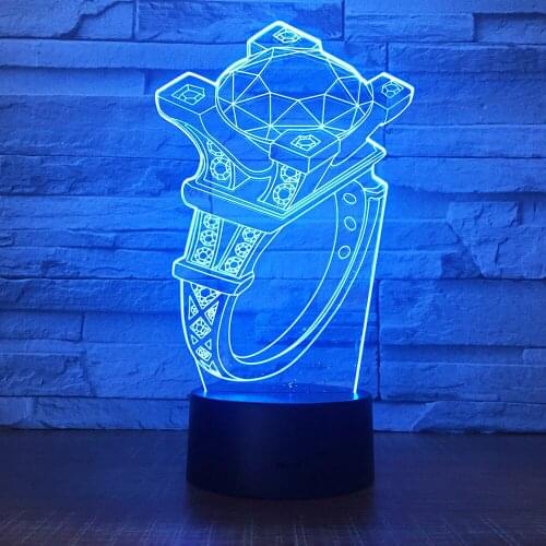 Diamond Ring Model 3D Lamp 7 Colors Touch Night Light for Children Gift Desk Table Lamp Baby Sleep Lighting Wedding Party Decor