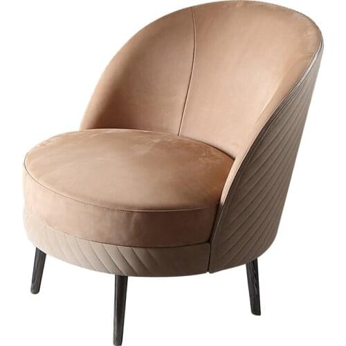 American light luxury leather leisure chair balcony single solid wood back leisure stool combination