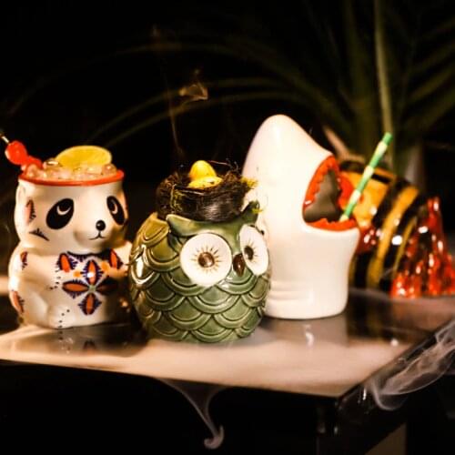 TIKI Cup Creative Panda Shape Wine Glass Hawaii Cocktail Glass Ceramic Cup Cute Beverage Drinking Whiskey Glass Bar Accessories