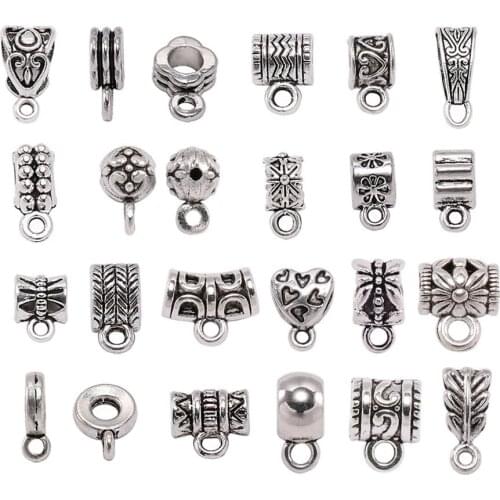 20Pcs Spacer Beads Pendant Clips Charm Bail Beads Pendants Clasps Connectors For DIY Bracelet Necklace Jewelry Making Accessory