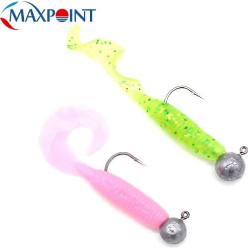 Valued Soft Bait at Grub Tail Fishing lures 5cm 2g for River Jigs Soft Lure 15pcs/pk Perch Bass Worm Grub Baits