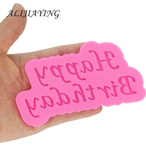 DIY Happy birthday Silicone Molds letter Gumpaste Chocolate Fondant Cake Decorating Tools Polymer Clay Resin D1335