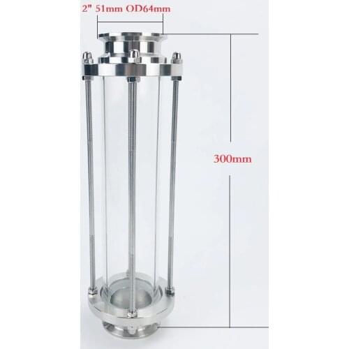 Long Style 2"(51mm)OD64 High Quality Flow Sight Glass Dioptr Length 300mm Sight Glass Tower SS304 Sanitary Fitting