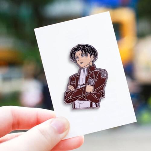 Enamel Brooch Cartoon Attack On Titan Levi Ackerman Pins Shingeki No Kyojin Alloy Lapel Pin Jewelry Cute Cosplay Accessory NEW