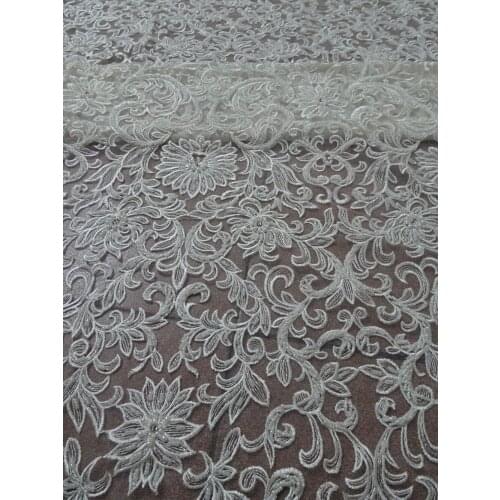 French net lace fabric with beads super quality L-1075 french embroidered lace fabric
