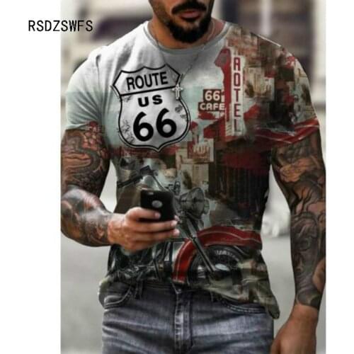 Summer Trend Fashion Mens Oversized T-Shirt European And American Street Fashion BIKING 3D Printed Clothes Loose O-Neck T-Shirt