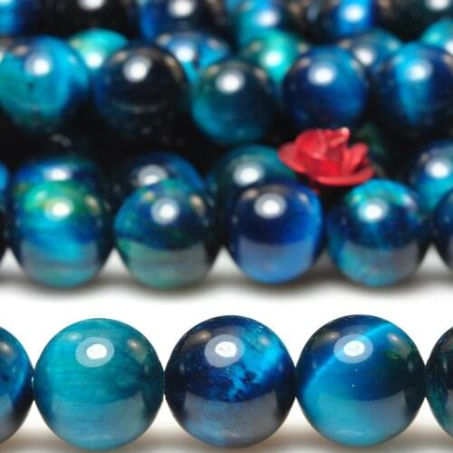 Blue Tigers Eye Smooth Round Loose Beads Wholesale Gemstone Semi Precious Stones Bracelet Necklace Diy Jewelry Making Design