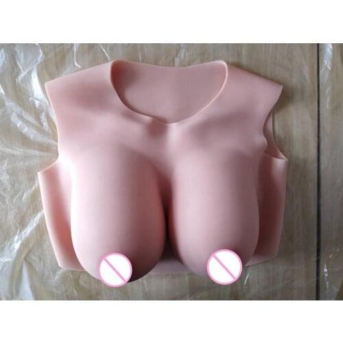 Round Collar Neck Fake Artificial C/D/F CUP Boobs Realistic Silicone Breast Forms Crossdresser Shemale Transgender Drag Queen 1G