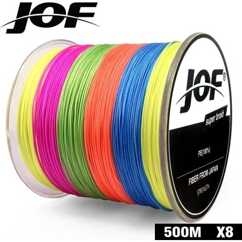 2019 JOF Fishing Line PE 500M Blue 8 Strands Braided Fishing Line Carp Super Strong Saltwater Pesca Fish Sea Vissen Cord