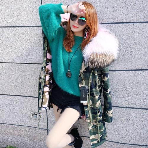 Maomaokong 2020 new womens top quality faux fur lining winter jacket coat Oversized Raccoon fur collar hooded long parka