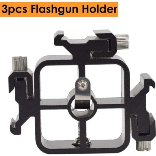 Metal Coldshoe Support Flash Mount Stand Holder for 3 Flashgun Flash TRIPLE Speedlight Speedlite Bracket for Canon Nikon Sony