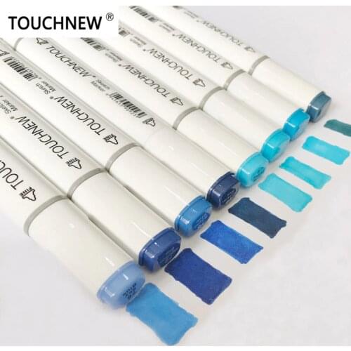 Touchnew 8 Colors Blue Art Marker Set Sketch Markers Alcohol Based For Manga School Office pens Design Supplies