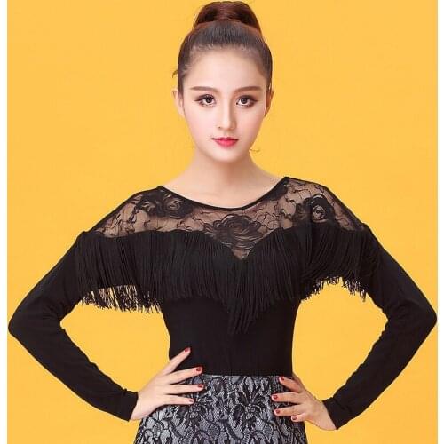 New Black Ballroom latin Dance Top Flamenco Blouse Standard Modern Dancer Costume Performance Outfits Waltz Dancewear