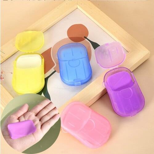 20Pcs/Box Clean Soap Paper Washing-hand Portable Outdoor Travel Scented Foaming Small Soap Box Paper Disposable Mini Paper Soaps