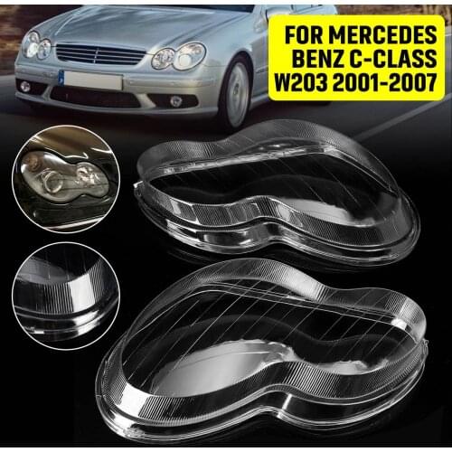 Pair LEFT RIGHT Car HeadLight Lens Cover Headlamp Replacement Fit For Mercedes Benz W203 C-Class 2001-2007 180 200 230 260 280